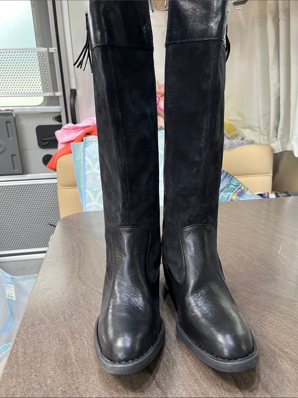 Born Black Tall Leather & Suede Boots